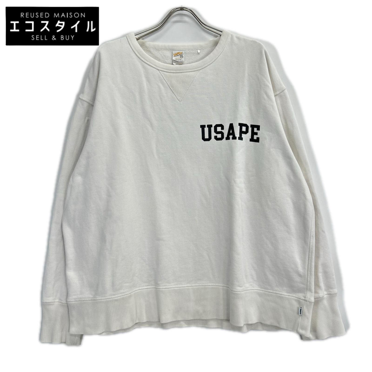 SAPEur サプール ホワイト USAPE 長袖スウェットシャツ トップス