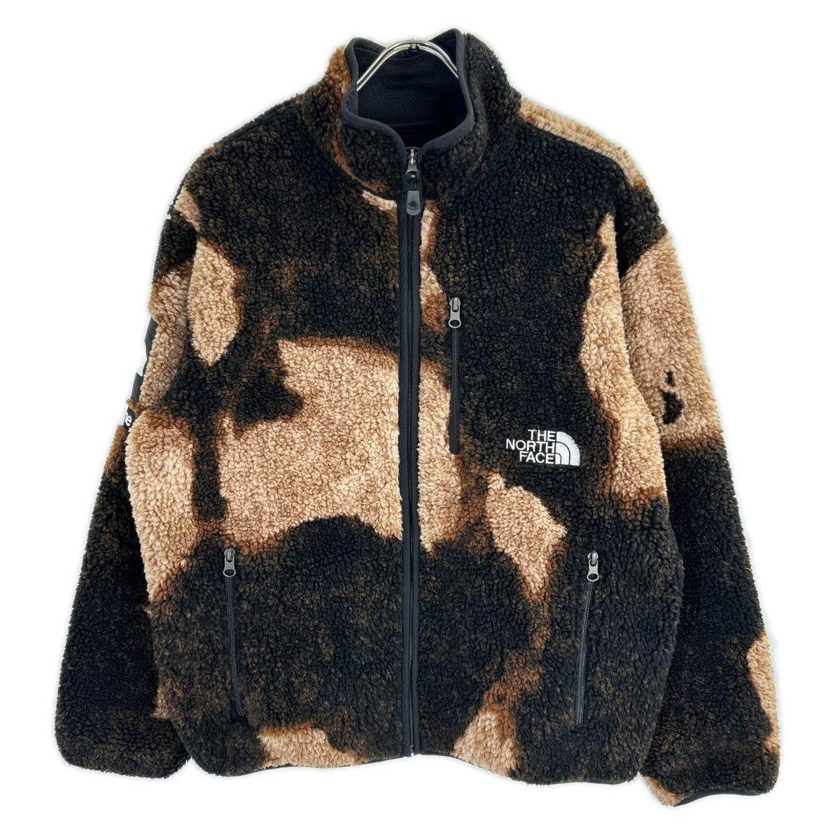THE NORTH FACE ノースフェイス ×SUPREME Bleached Denim Print フリースジャケット Sブラック×ブラウンNA52100I ジャケット