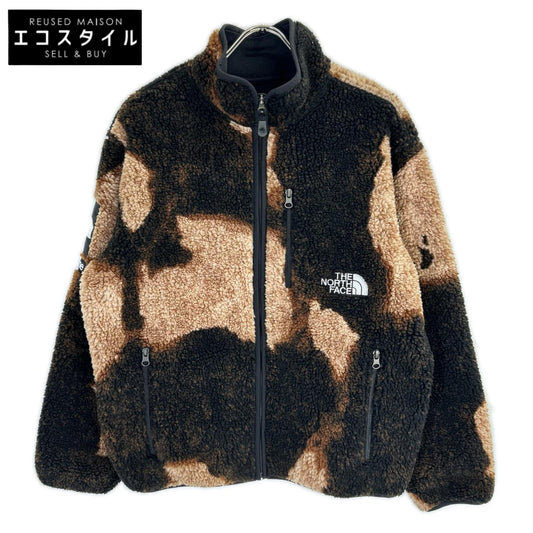 THE NORTH FACE ノースフェイス ×SUPREME Bleached Denim Print フリースジャケット Sブラック×ブラウンNA52100I ジャケット