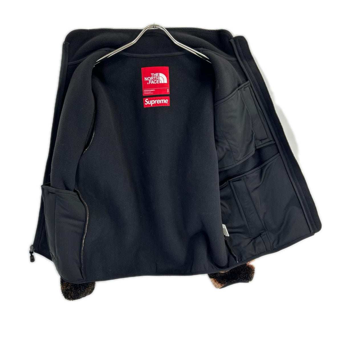 THE NORTH FACE ノースフェイス ×SUPREME Bleached Denim Print フリースジャケット Sブラック×ブラウンNA52100I ジャケット
