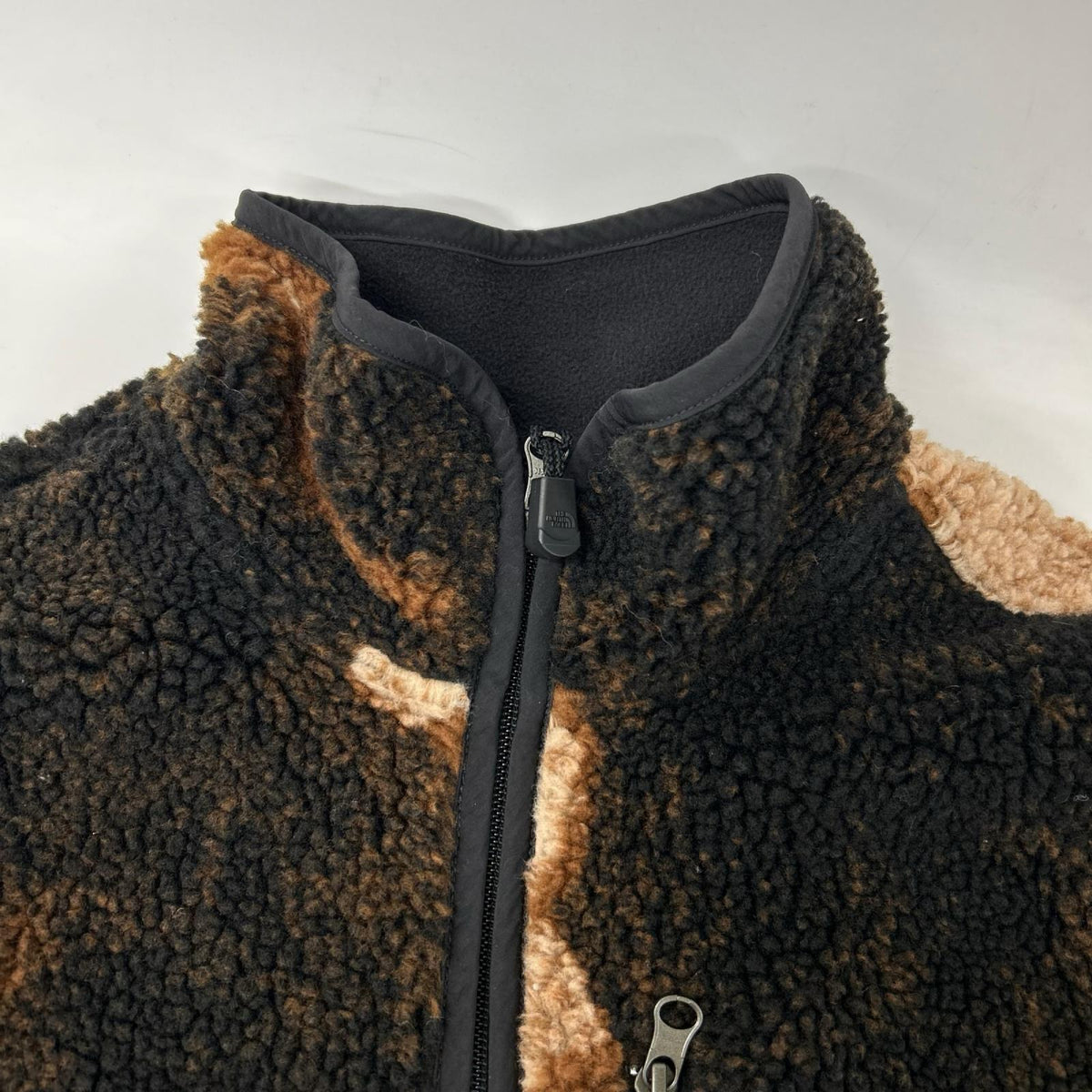 THE NORTH FACE ノースフェイス ×SUPREME Bleached Denim Print フリースジャケット Sブラック×ブラウンNA52100I ジャケット