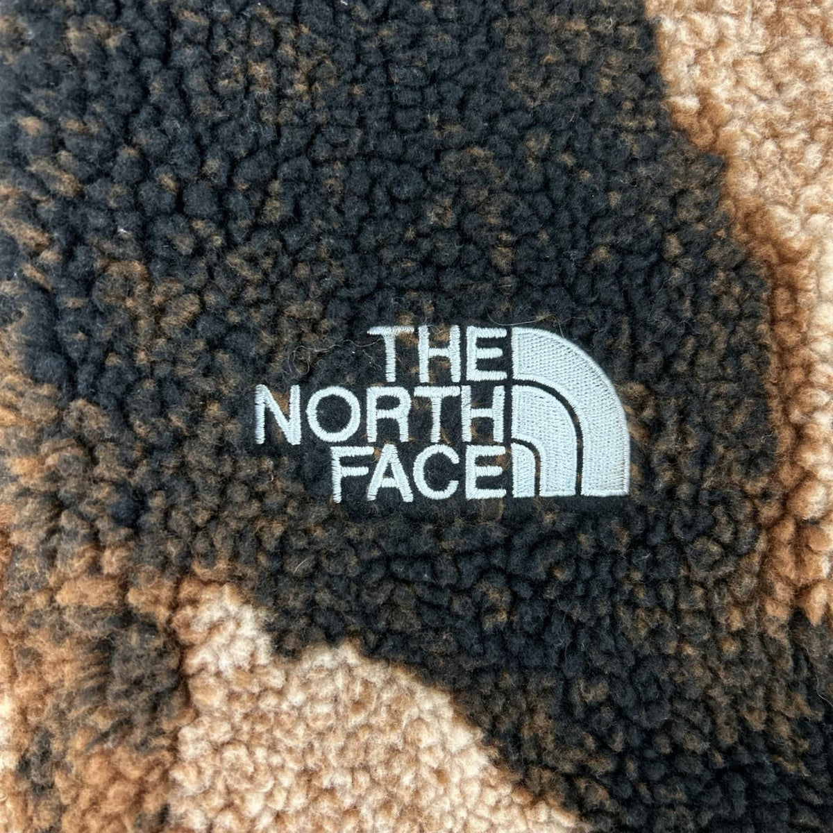 THE NORTH FACE ノースフェイス ×SUPREME Bleached Denim Print フリースジャケット Sブラック×ブラウンNA52100I ジャケット