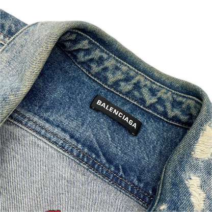 BALENCIAGA バレンシアガ 571371 デニム ローズ刺繍 デニムシャツ ジャケット