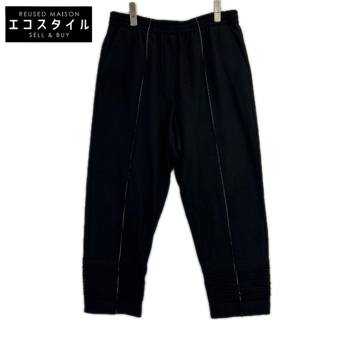 JILSANDER ジルサンダー jspp720058 ブラック ウール ステッチデザイン パンツ ボトムス