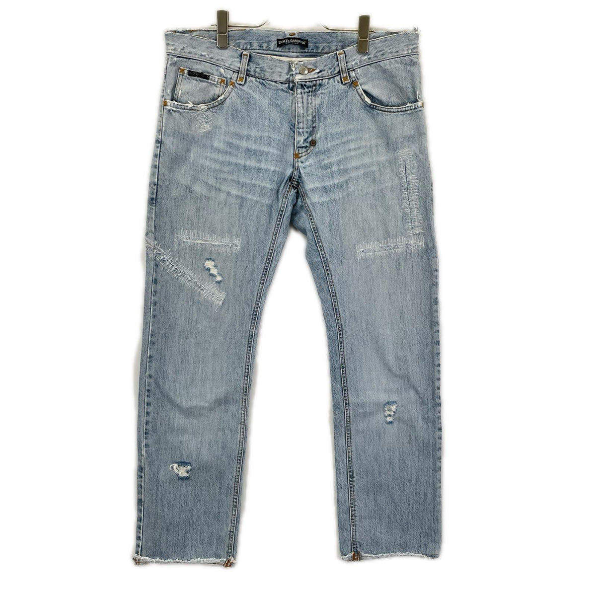 DOLCE&GABBANA ドルチェアンドガッバーナ スタッズレザーパッチ リペアデニム ボトムス