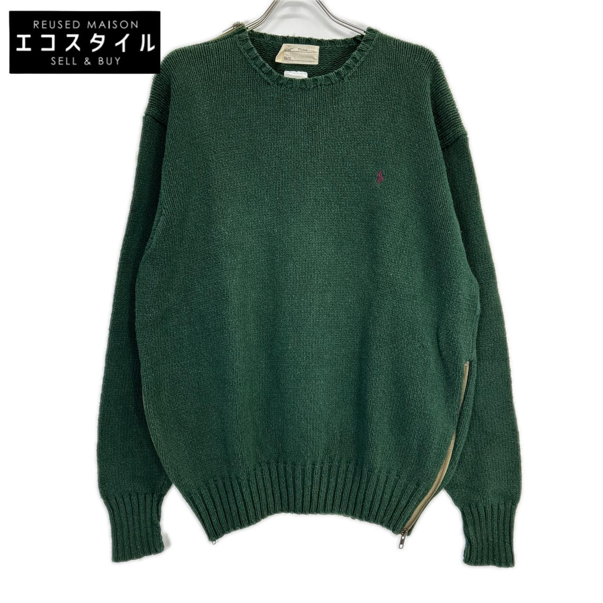 77circa ナナナナサーカ CITYSHOP カーキ サイドジップアップコットンニット トップス