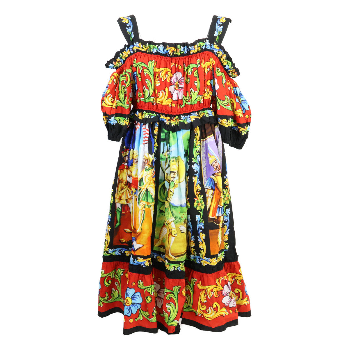 DOLCE&GABBANA DOLCE&GABBANA [Excellent Condition/Domestic Authentic] F65H9T/GDS11H Majolica Print Dress 46 Ladies