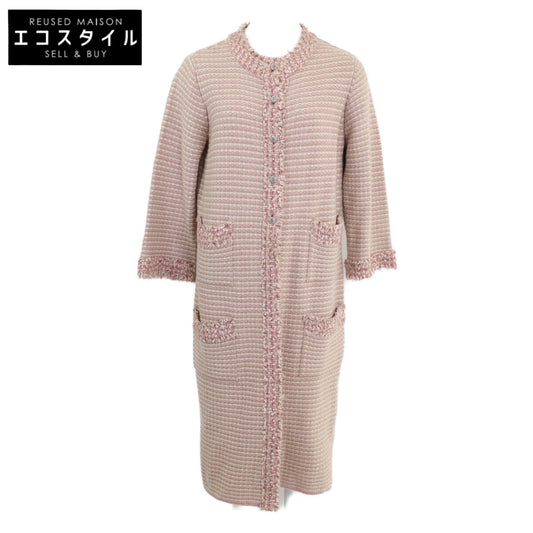 CHANEL Coco Mark Button Tweed Knit Coat 44 [Excellent Condition/Domestic Authentic] 06C P27551W03705