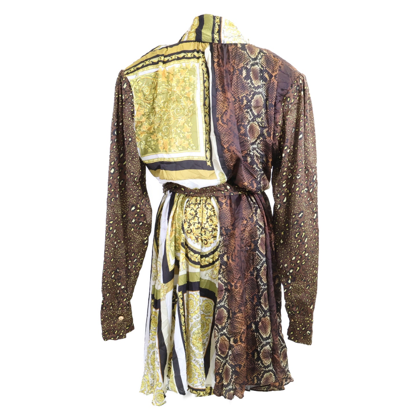 GIANNI VERSACE Gianni Versace Excellent Condition A88498 Medusa Button Medusa Animal Baroque Print Bow Tie Belted Flare Dress