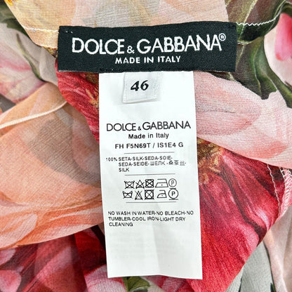 DOLCE&GABBANA F5N69T/IS1E4 Silk Chiffon Floral Print Ribbon Tie Blouse