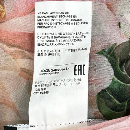 DOLCE&GABBANA F5N69T/IS1E4 Silk Chiffon Floral Print Ribbon Tie Blouse
