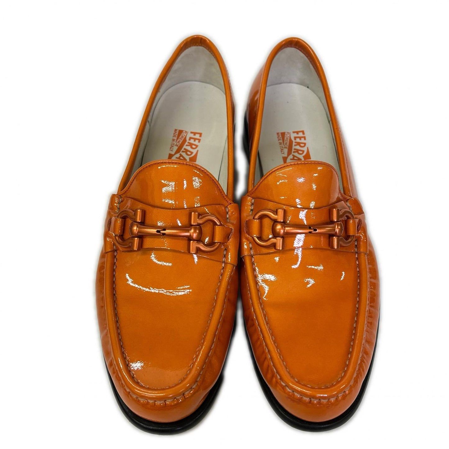 Salvatore Ferragamo [Excellent Condition] Patent Leather Gancini Bit Loafer Shoes