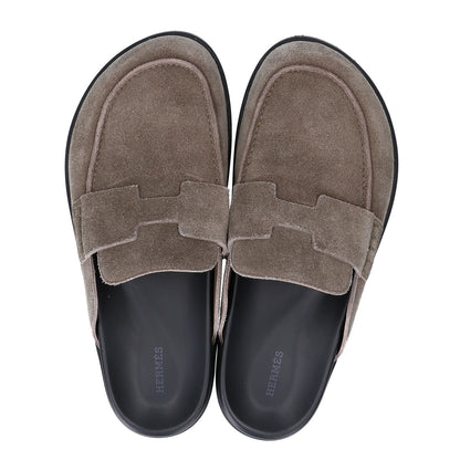 HERMES 231745 Go Mule Suede Sandals Shoes