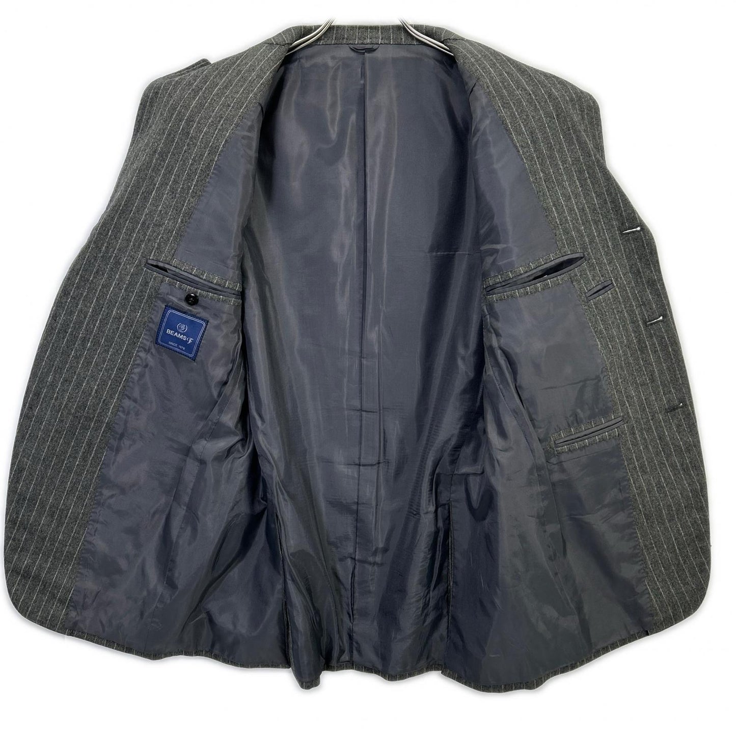 BEAMS F ビームスエフ BF028F06C グレー ストライプ3Bシングルスーツ スーツ セットアップ