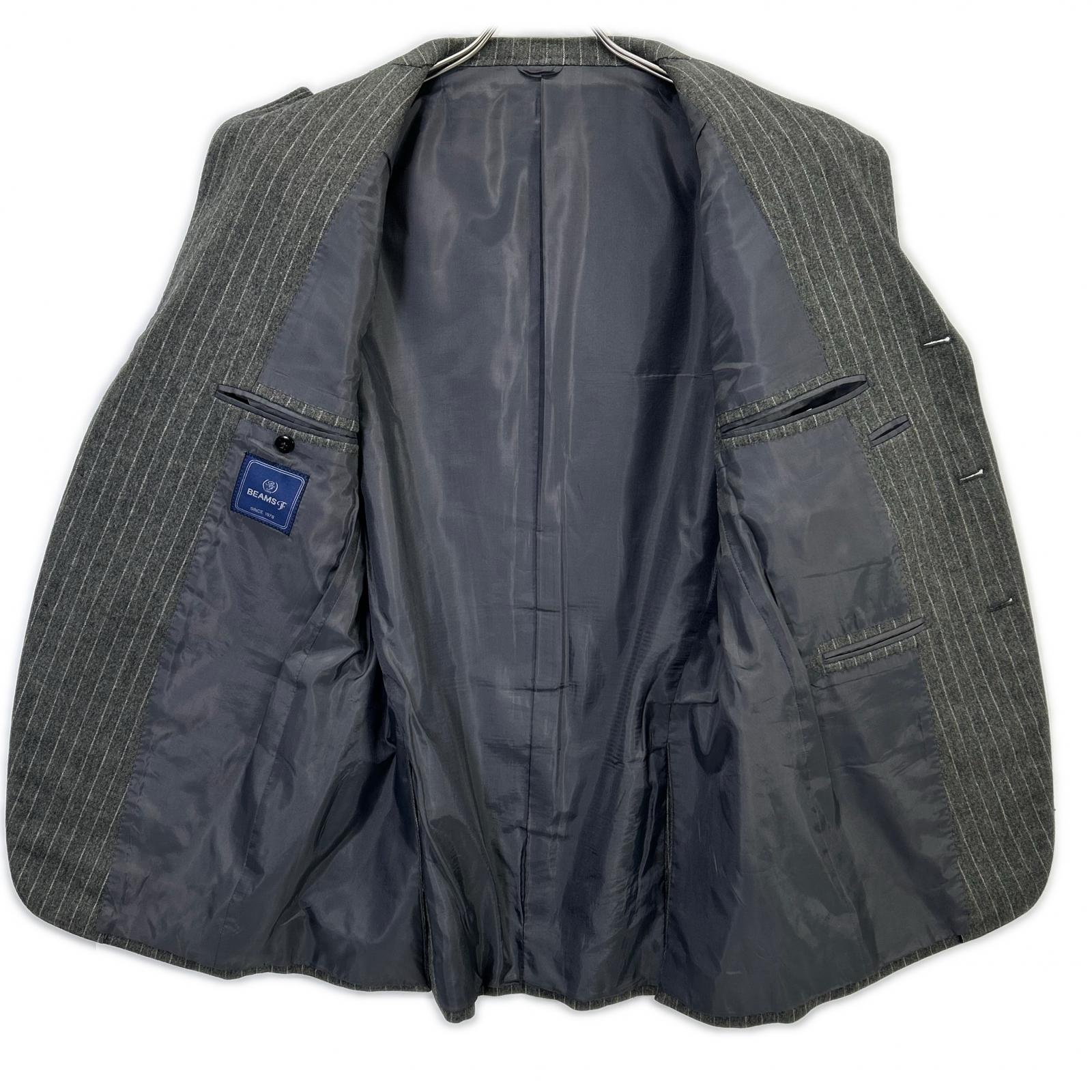 BEAMS F ビームスエフ BF028F06C グレー ストライプ3Bシングルスーツ スーツ セットアップ