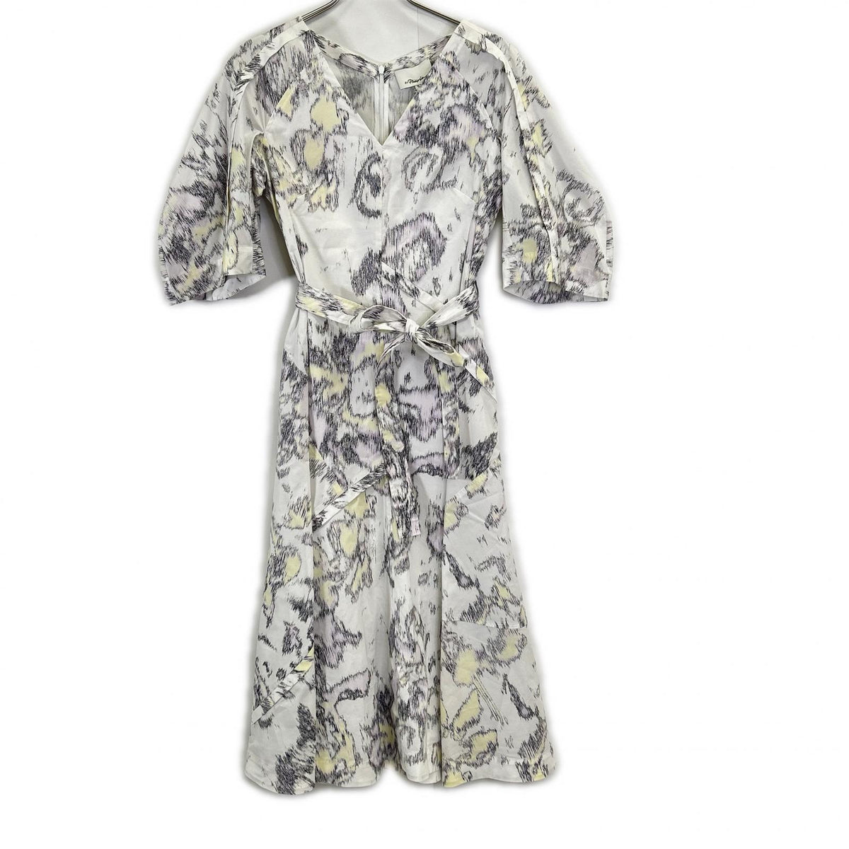 3.1 Phillip lim Three One Phillip Lim E203-9056ABP White Multi Printed V Neck Flare Midi Dress Dress