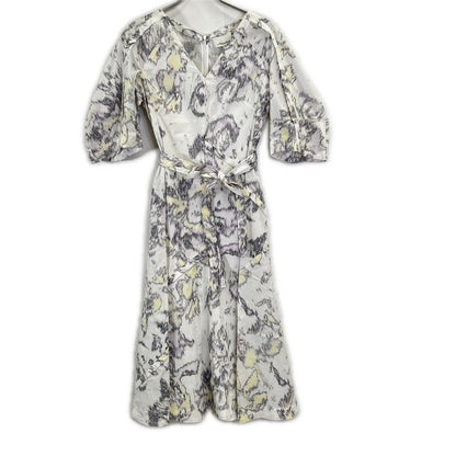 3.1 Phillip lim Three One Phillip Lim E203-9056ABP White Multi Printed V Neck Flare Midi Dress Dress