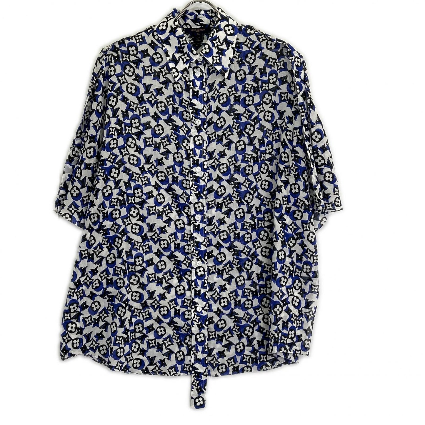 LOUIS VUITTON ルイヴィトン 【美品/国内正規】RW191W JNQ FGBL20 モノグラム総柄 半袖ブラウス トップス