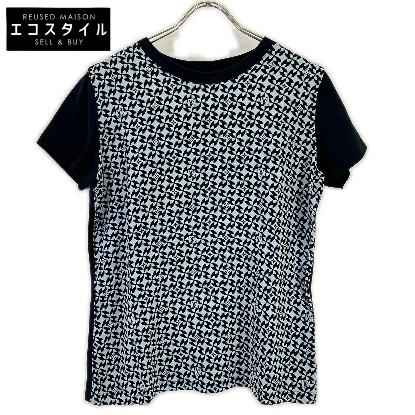 LOUIS VUITTON ルイヴィトン FBTS10X3G モノグラム総柄シルク切り替え半袖Tシャツ トップス