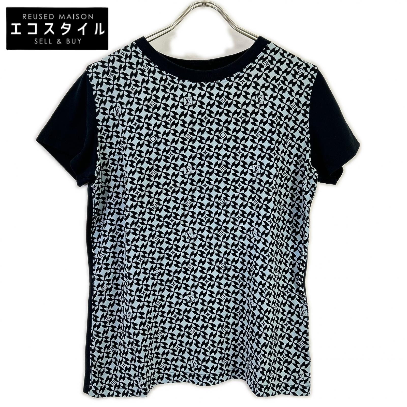 LOUIS VUITTON ルイヴィトン FBTS10X3G モノグラム総柄シルク切り替え半袖Tシャツ トップス