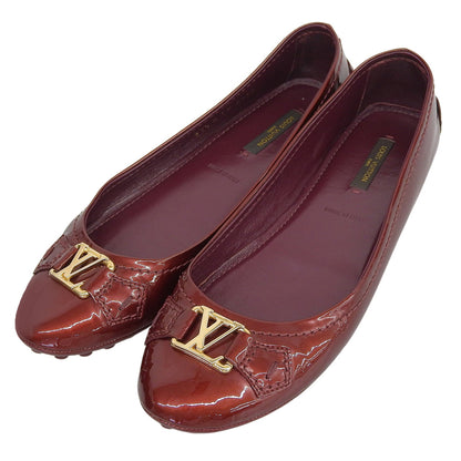 LOUIS VUITTON ルイヴィトン LVロゴバックル パテント フラットシューズ レディース ワインレッド 37 1/2 シューズ