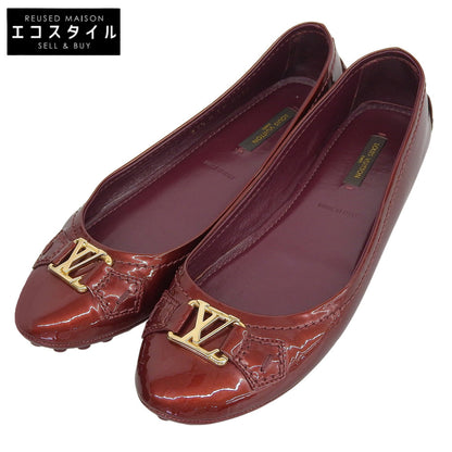 LOUIS VUITTON ルイヴィトン LVロゴバックル パテント フラットシューズ レディース ワインレッド 37 1/2 シューズ