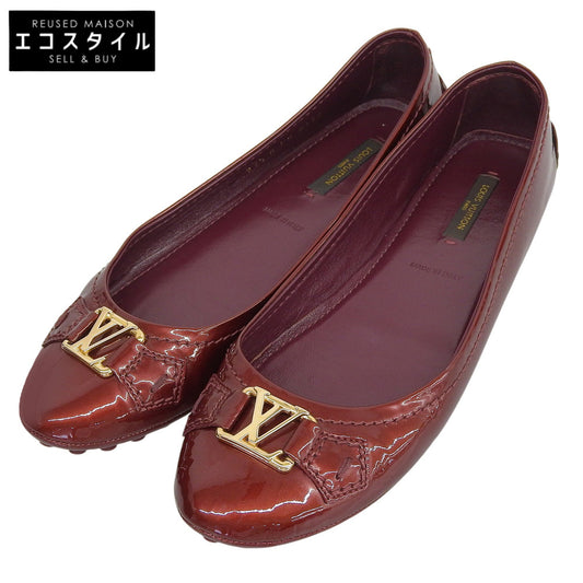 LOUIS VUITTON ルイヴィトン LVロゴバックル パテント フラットシューズ レディース ワインレッド 37 1/2 シューズ
