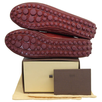 LOUIS VUITTON ルイヴィトン LVロゴバックル パテント フラットシューズ レディース ワインレッド 37 1/2 シューズ