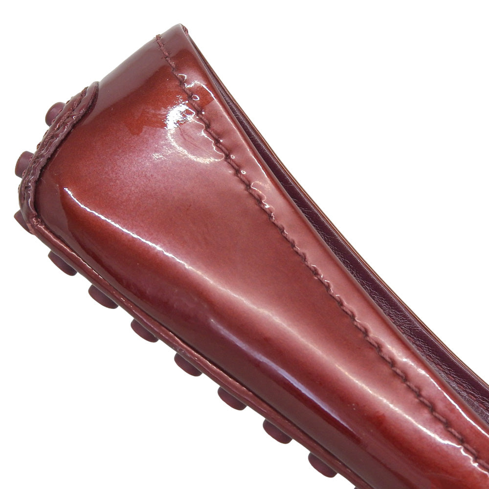 LOUIS VUITTON ルイヴィトン LVロゴバックル パテント フラットシューズ レディース ワインレッド 37 1/2 シューズ