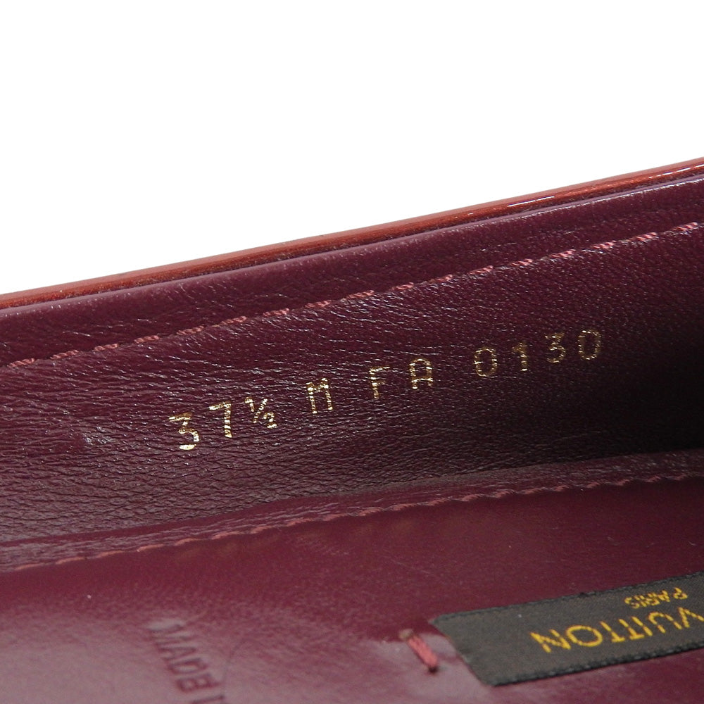 LOUIS VUITTON ルイヴィトン LVロゴバックル パテント フラットシューズ レディース ワインレッド 37 1/2 シューズ