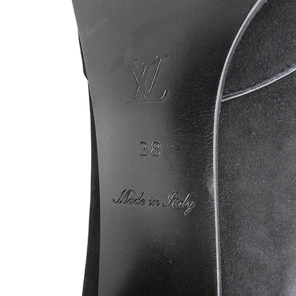 LOUIS VUITTON ルイヴィトン 美品 バックジップ ブーティ スエード ショートブーツ シューズ レディース ブラック38 シューズ