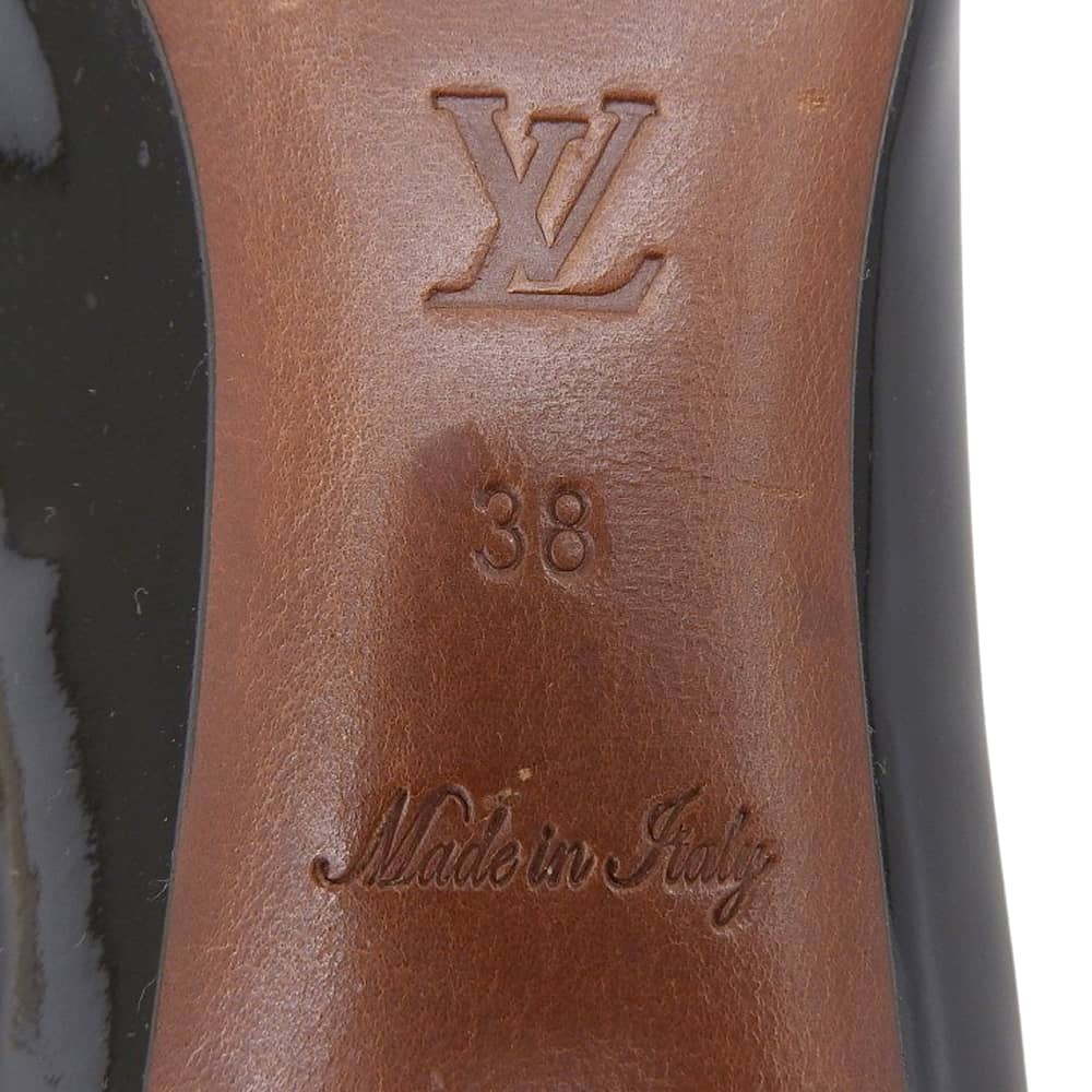 LOUIS VUITTON ルイヴィトン 美品 パテントレザー スタッズ パンプス シューズ レディース 黒 ブラック 38 シューズ