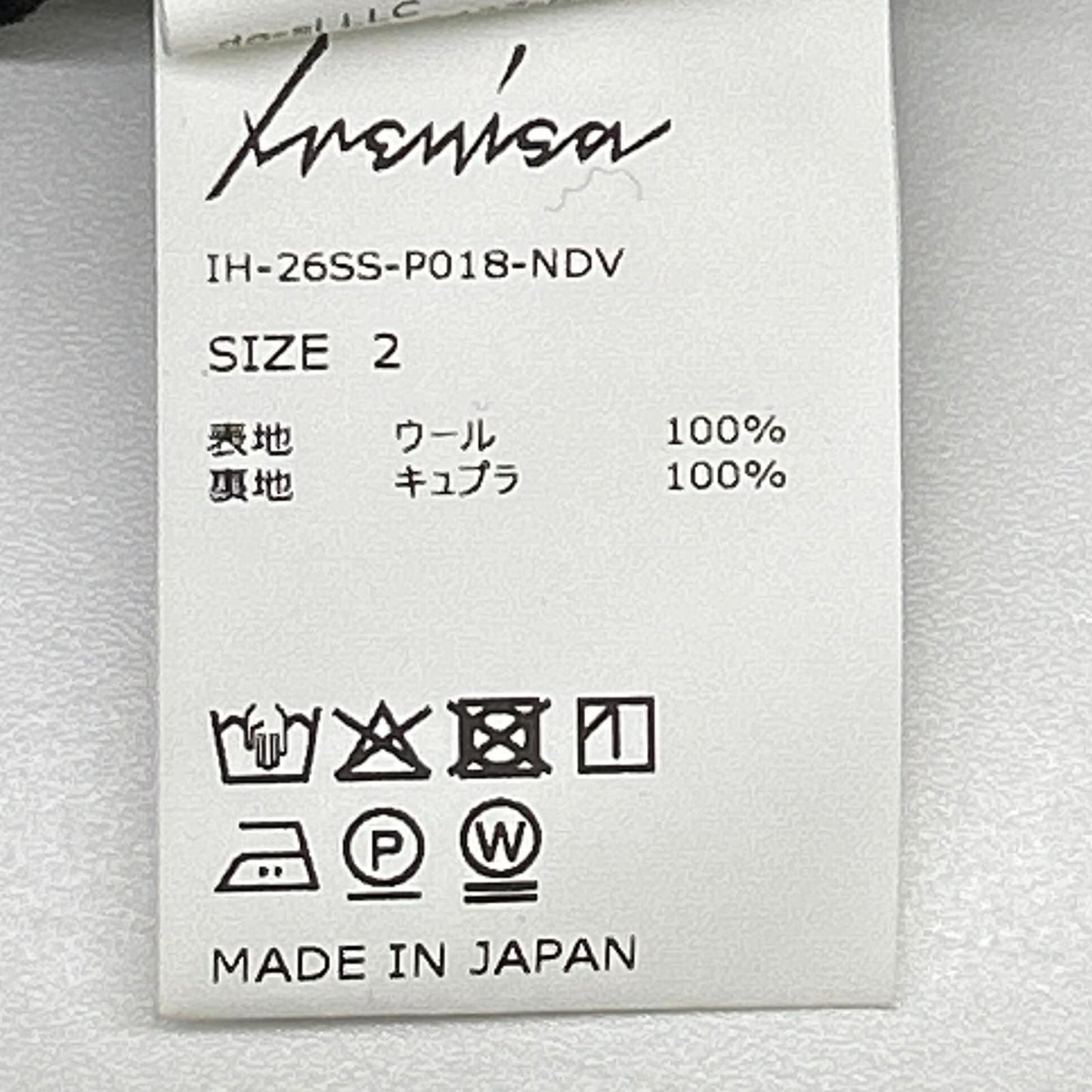 IRENISA イレニサ IH-26SS-P018-NDV 2タック ワイド トラウザー パンツ ボトムス