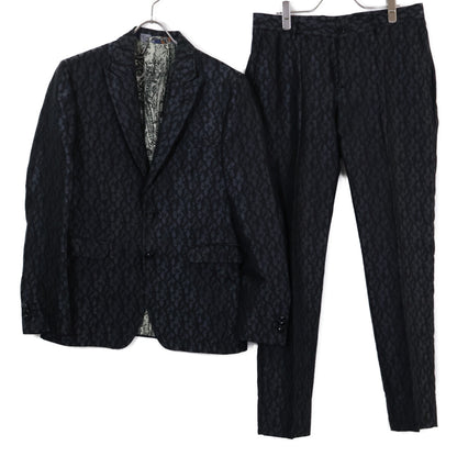 ETRO エトロ 【国内正規】総柄 シルク混 ピークドラペル 2Bシングル スーツ セットアップ