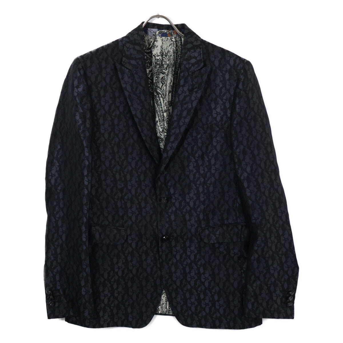 ETRO エトロ 【国内正規】総柄 シルク混 ピークドラペル 2Bシングル スーツ セットアップ