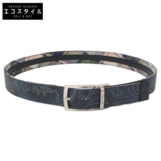 ETRO エトロ ペイズリー柄/チェック柄 リバーシブル ベルト