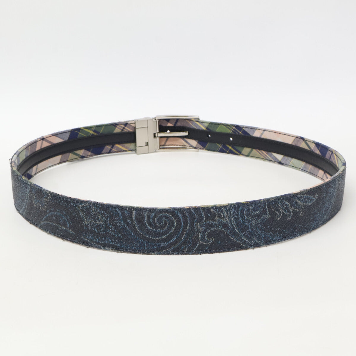 ETRO エトロ ペイズリー柄/チェック柄 リバーシブル ベルト