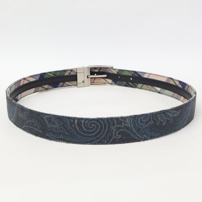 ETRO エトロ ペイズリー柄/チェック柄 リバーシブル ベルト