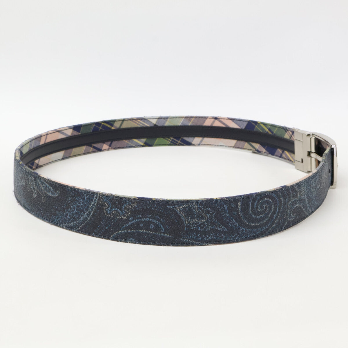 ETRO エトロ ペイズリー柄/チェック柄 リバーシブル ベルト