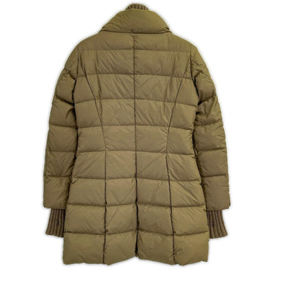 Beige Ribbed Hooded Down Coat 42 Women's