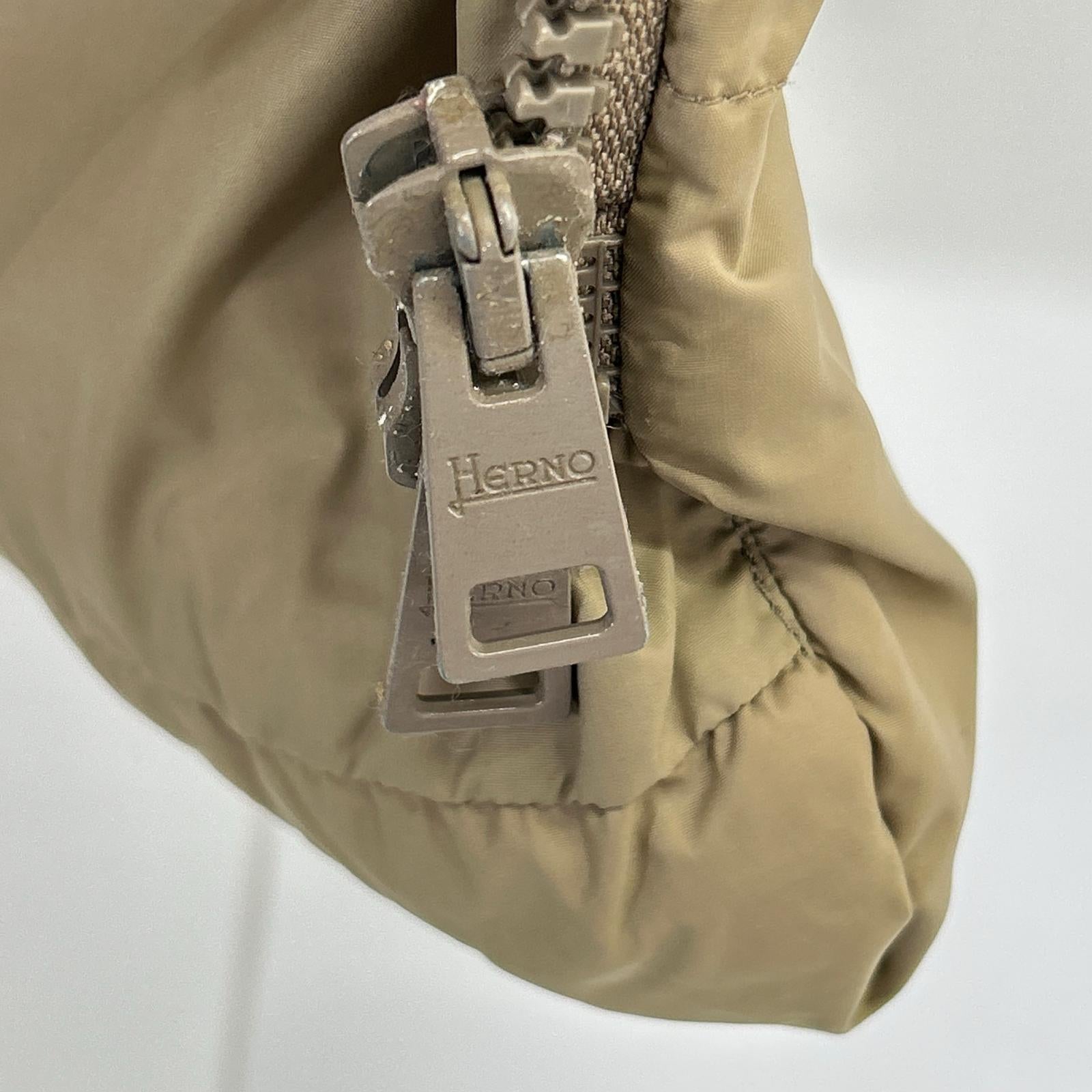 Beige Ribbed Hooded Down Coat 42 Women's