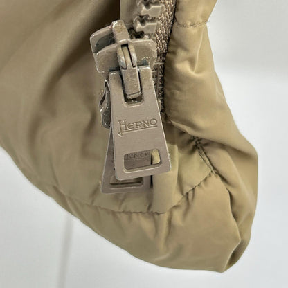 Beige Ribbed Hooded Down Coat 42 Women's