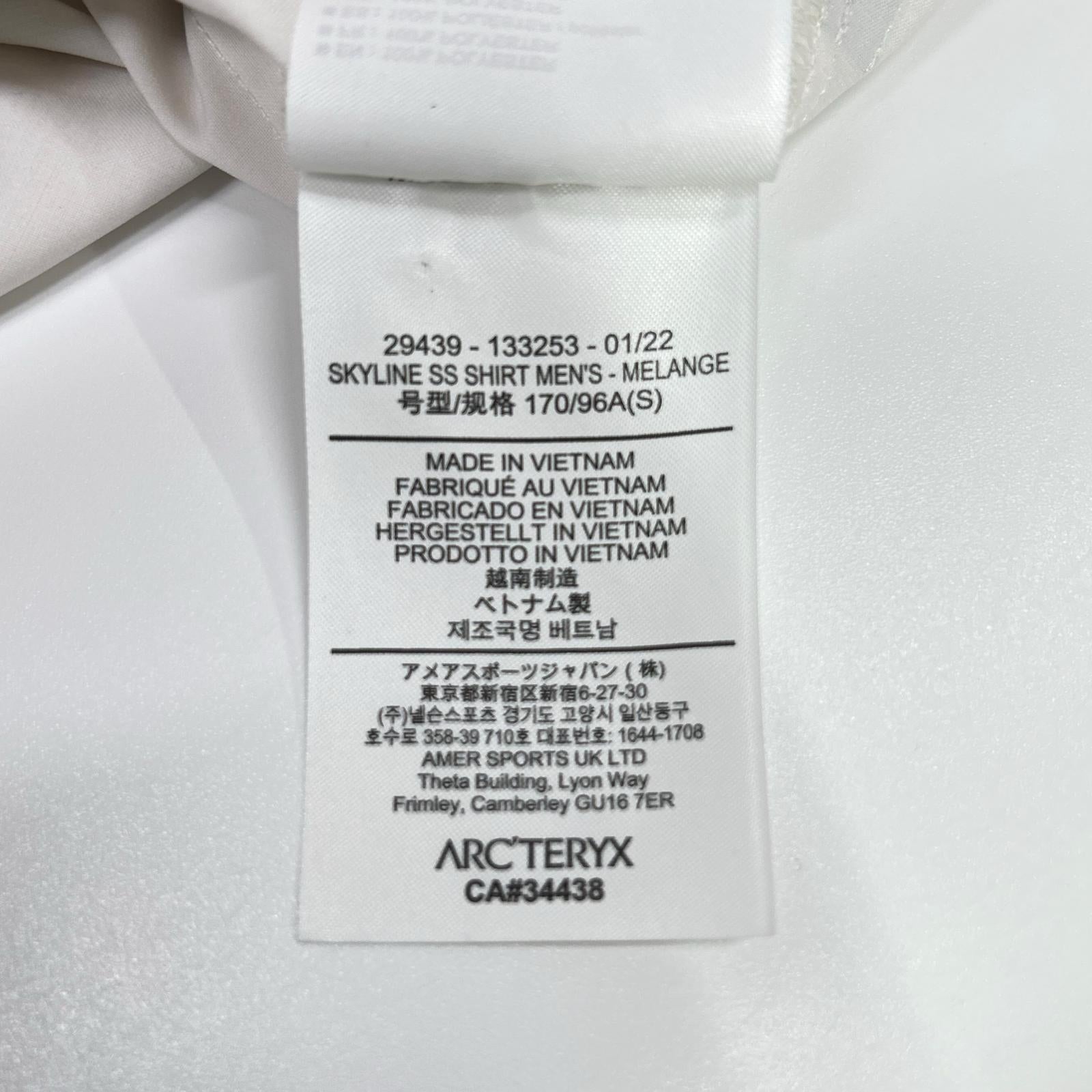 ARC'TERYX アークテリクス 29439 ホワイト スカイライン ショートスリーブ 半袖シャツ トップス