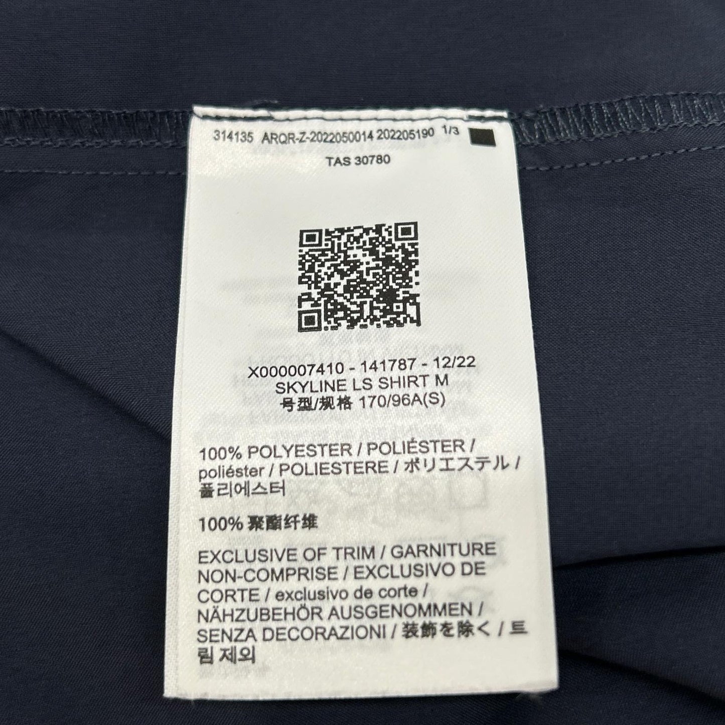 ARC'TERYX アークテリクス X000007410 ネイビー スカイライン LS 長袖シャツ トップス