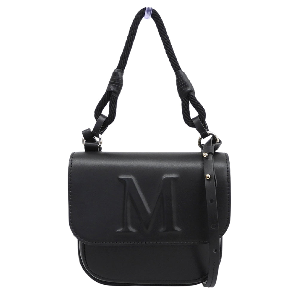 Max Mara マックスマーラ 美品 レザー M 2WAY ショルダー ポーチバッグ ハンドバッグ レディース ブラック ハンドバッグ