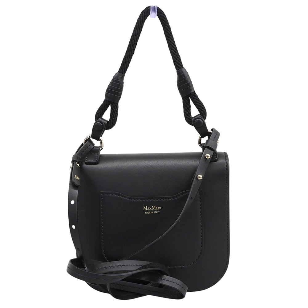 Max Mara マックスマーラ 美品 レザー M 2WAY ショルダー ポーチバッグ ハンドバッグ レディース ブラック ハンドバッグ
