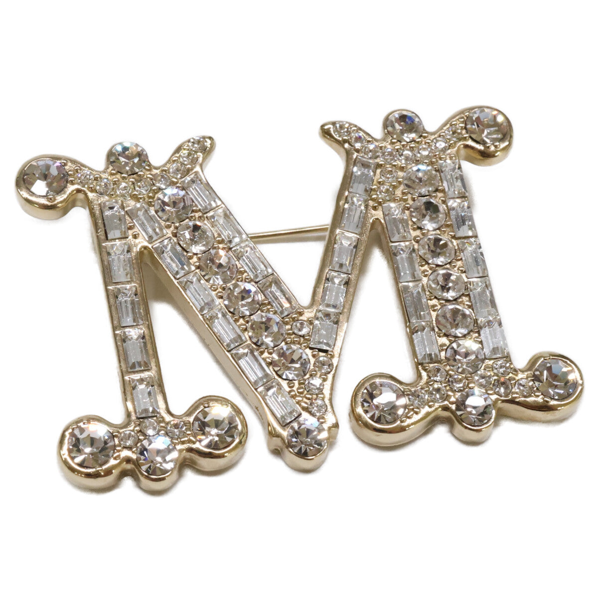 Max Mara マックスマーラ 【美品】バス クリスタル Mロゴ ブローチ