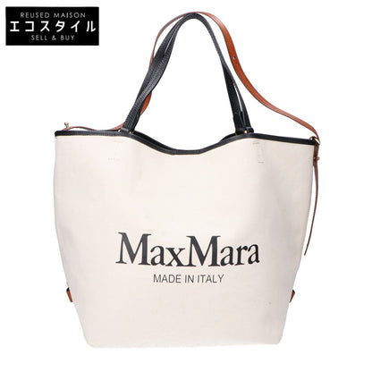Max Mara マックスマーラ ロゴ キャンバス/レザー 2WAY トートバッグ
