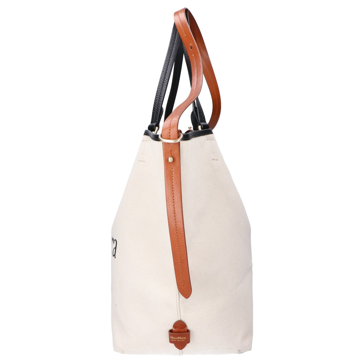 Max Mara マックスマーラ ロゴ キャンバス/レザー 2WAY トートバッグ