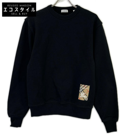 BURBERRY バーバリー 25年製 8101889 ブラック チェックラベル コットン 長袖スウェット トップス